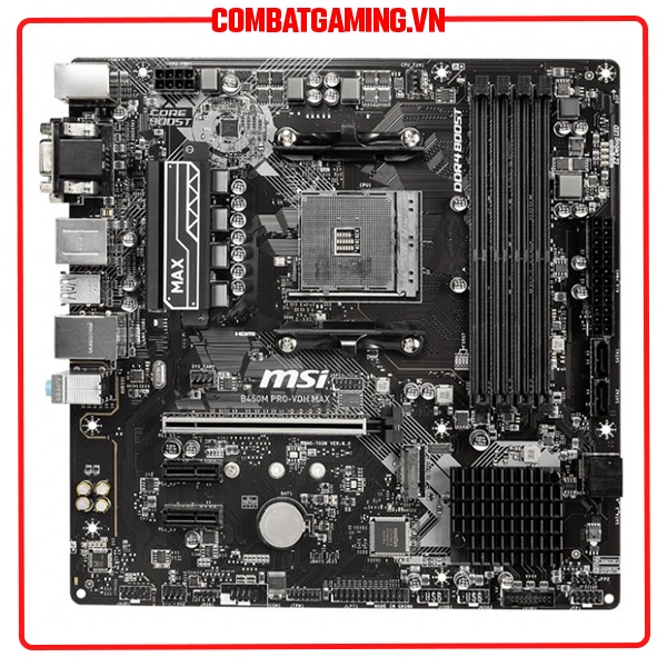 Bo Mạch Chủ MSI B450M PRO VDH MAX (Chipset AMD B450 / 4 slot DDR4 / 1 M.2 NVMe PCIe 3.0 / USB 3.2)