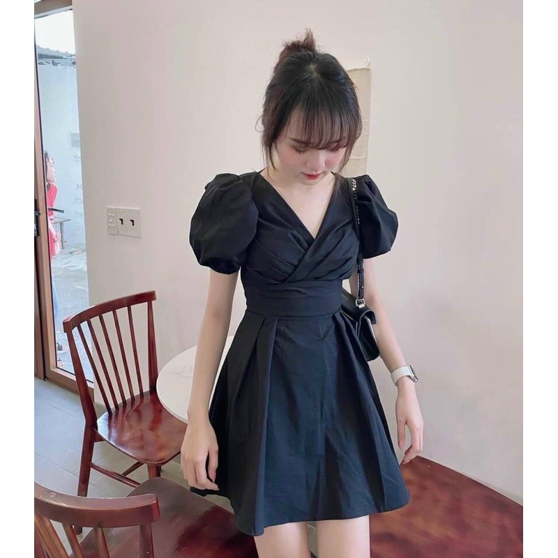 Đầm đắp chéo ngực hở lưng sexy 2 màu đen trắng