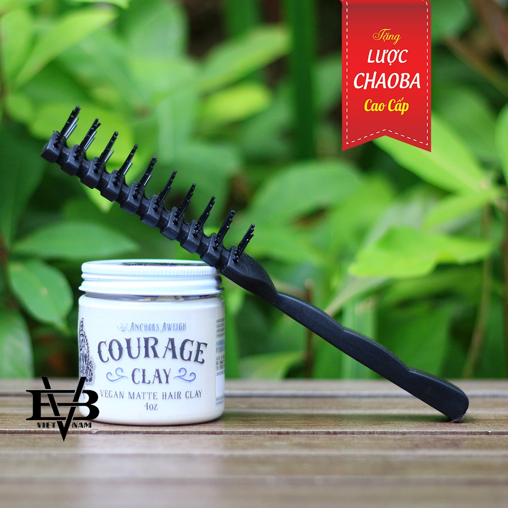 Pomade gốc nước Courage Clay Pomade 4.oz Mỹ + Tặng lược tạo kiểu cao cấp Chaoba