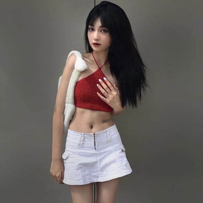 Áo yếm len đan lưng Top Handmade