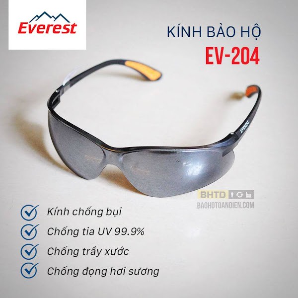 (RẺ, CHÍNH HÃNG!!) Kính bảo hộ Everest EV204. Kính chống bụi, chống chói, càn gió, chống tia UV. Dùng cho chạy xe