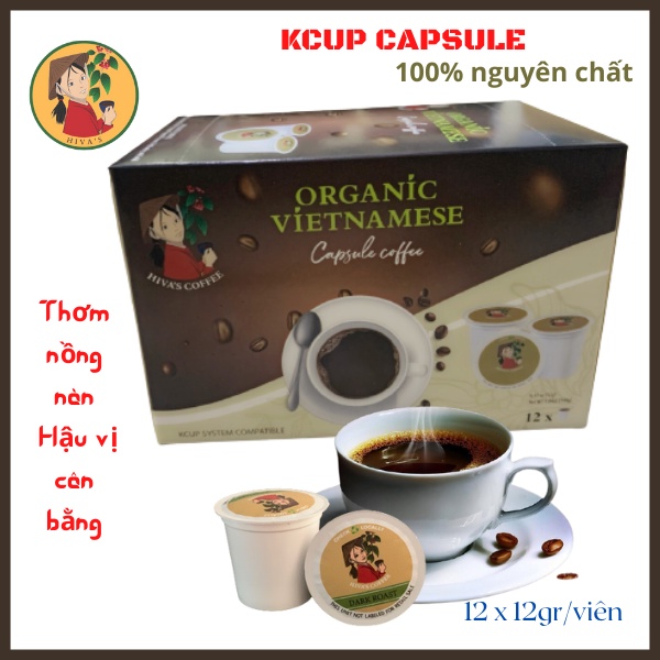 Cà Phê Viên Nén K-cup Hiva's coffee - Organic Vietnamese - Hộp 12v- Hương thơm tinh khiết, đắng đầm,hậu ngọt,vị cân bằng
