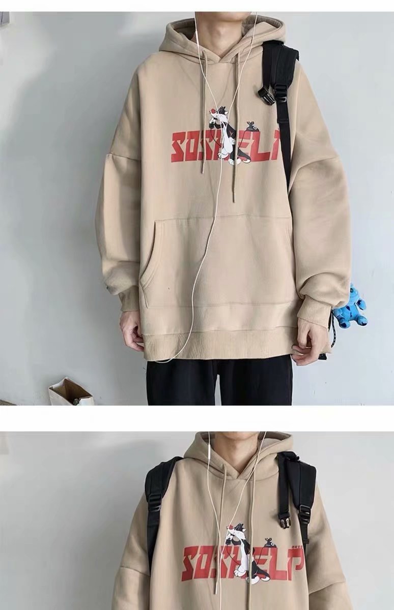 Áo Hoodie Dáng Rộng In Họa Tiết Hoạt Hình Cá Tính Dành Cho Nam | BigBuy360 - bigbuy360.vn