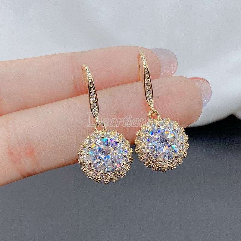Bộ Khuyên Tai Đính Đá Zircon Sang Trọng Cho Cô Dâu