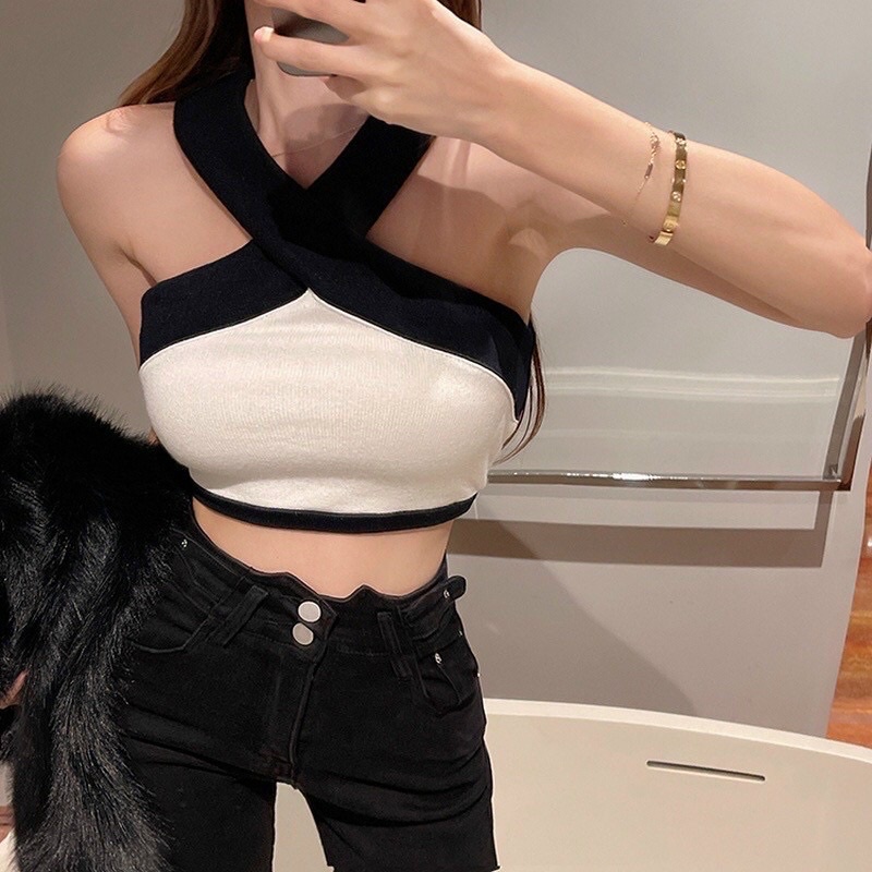 Áo CropTop Dây Chéo Cổ Quyến Rũ