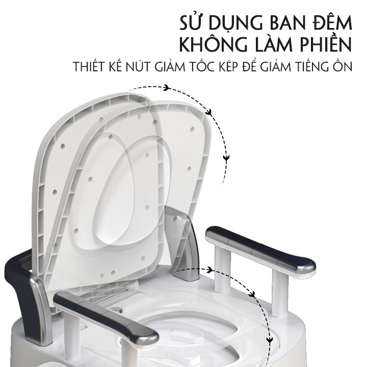 Tổng kho - Bồn cầu cho người già khử mùi bồn đi vệ sinh di động có tay vịn tựa lưng tiện lợi