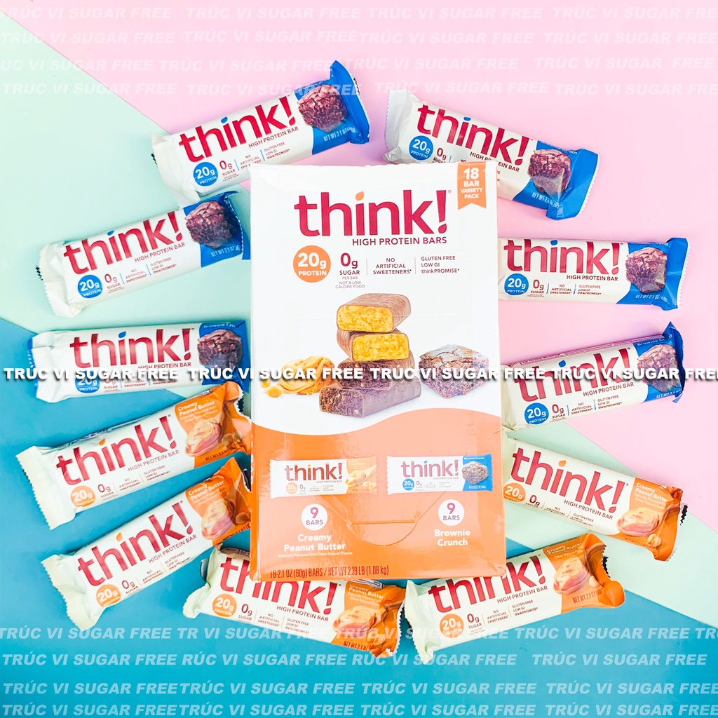 Set 18 Thanh Protein không đường Think! (eat clean, keto, gymer)