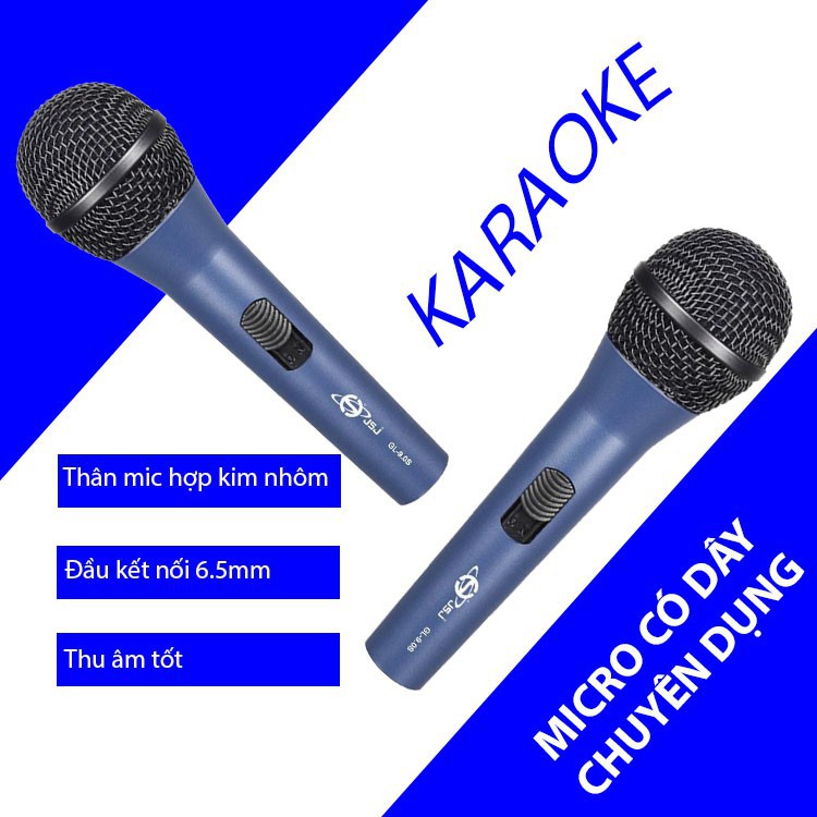 [Bán chạy nhất] Micro karaoke có dây JSJ GL-9.0S thiết kế lưới tản nhiệt cổ điển, giảm tạp âm, chống nhiễu, thân kim loạ