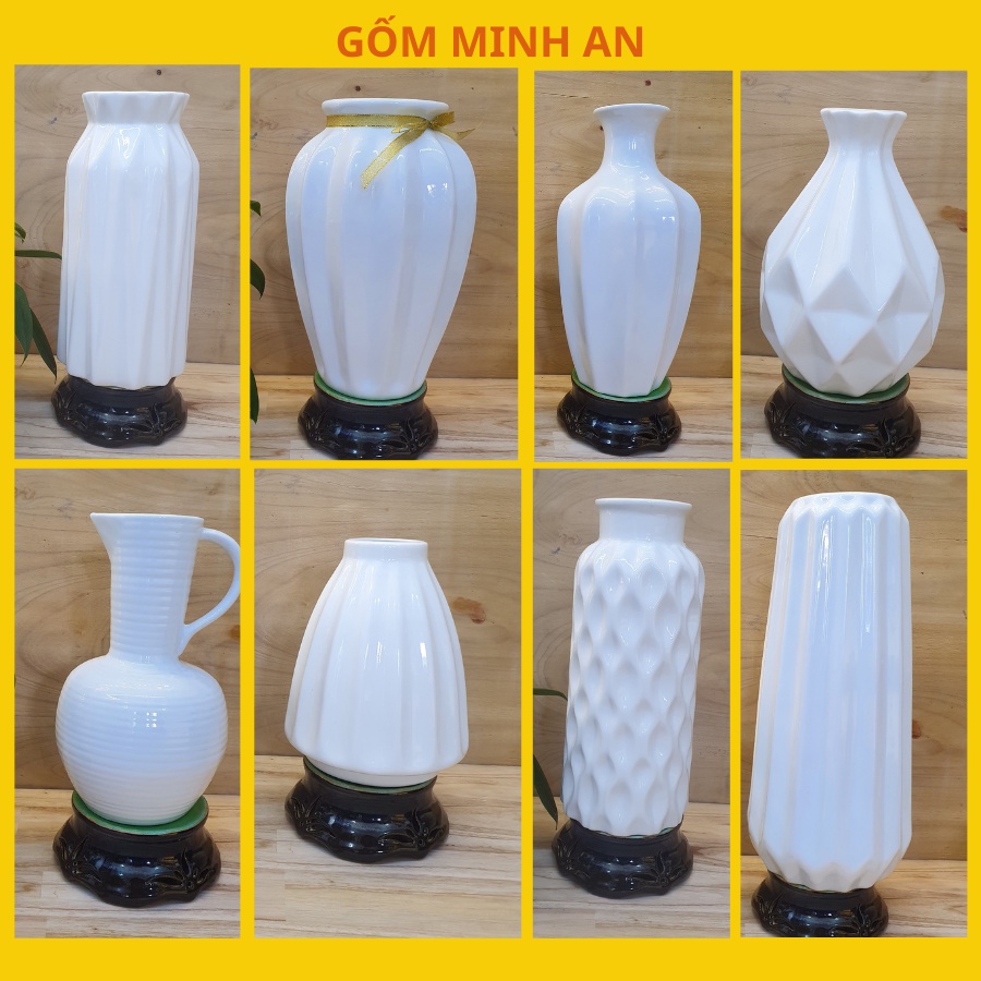 Lọ hoa Bình Hoa trắng sứ Bát Tràng- Gốm Sứ Bát Tràng- Gốm Minh An