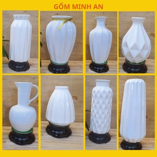 Lọ hoa bình hoa trắng sứ bát tràng- gốm sứ bát tràng- gốm minh an