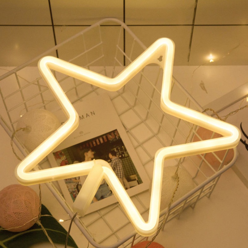 Đèn trang trí phòng ngủ NEON ngôi sao - Decor trang trí - Đèn Led - Màu vàng ấm và nhiều màu sinh động