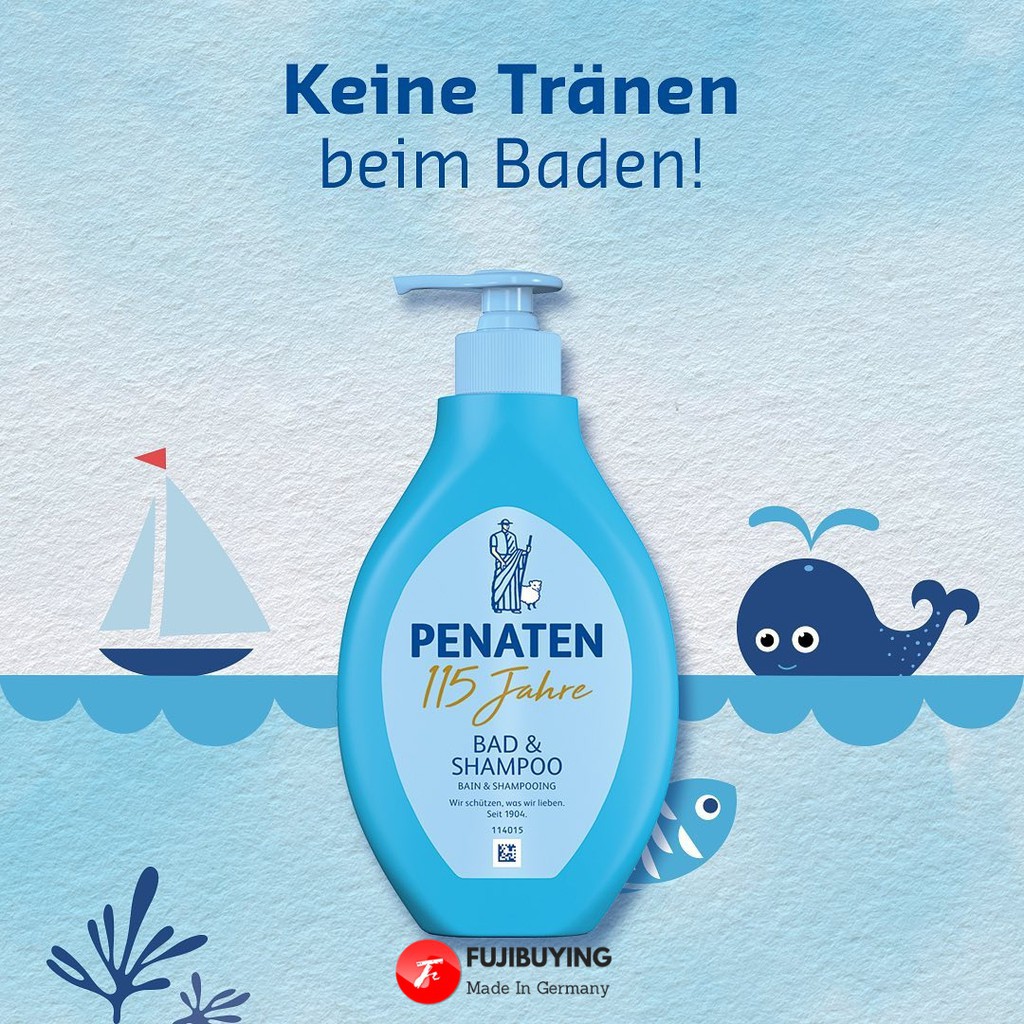 SỮA TẮM GỘI PENATEN - Hàng Đức, Tắm Gội 2in1, Chiết Xuất Thiên Nhiên 400ML, 0m+ (Bao Bì Mới)