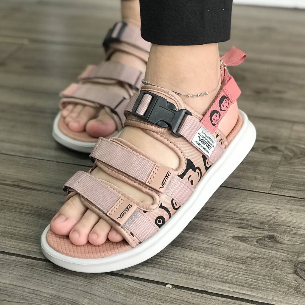 Sandal Vento nữ chính hãng SD-NB80 màu be nâu BEIGE BROWN, Dép quai sau tháo rời đế bằng đi học