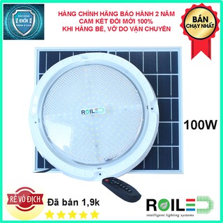 Đèn ốp trần năng lượng mặt trời 100w ánh sáng vàng nắng xài trong nhà không hại mắt sáng 12h bảo hành 2 năm