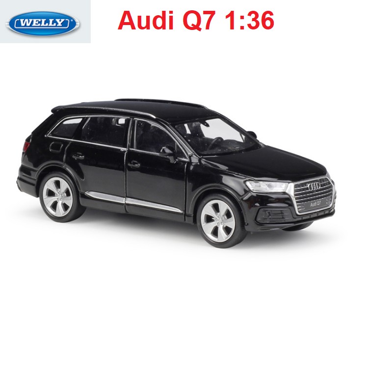 Mô hình xe ô tô mini Audi Q7 hãng Welly bằng kim loại tỉ lệ 1:36 xe bằng kim loại chạy cót mở được 2 cửa xe