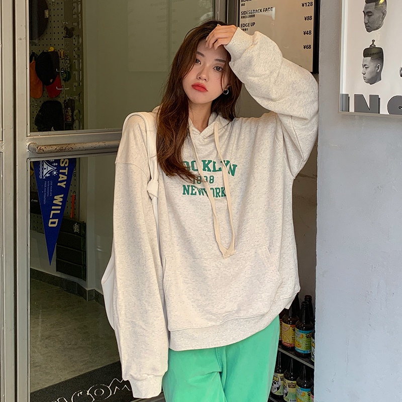 SUXI Áo Hoodies Nữ In Chữ Thời Trang Hàn Quốc Xinh Xắn
