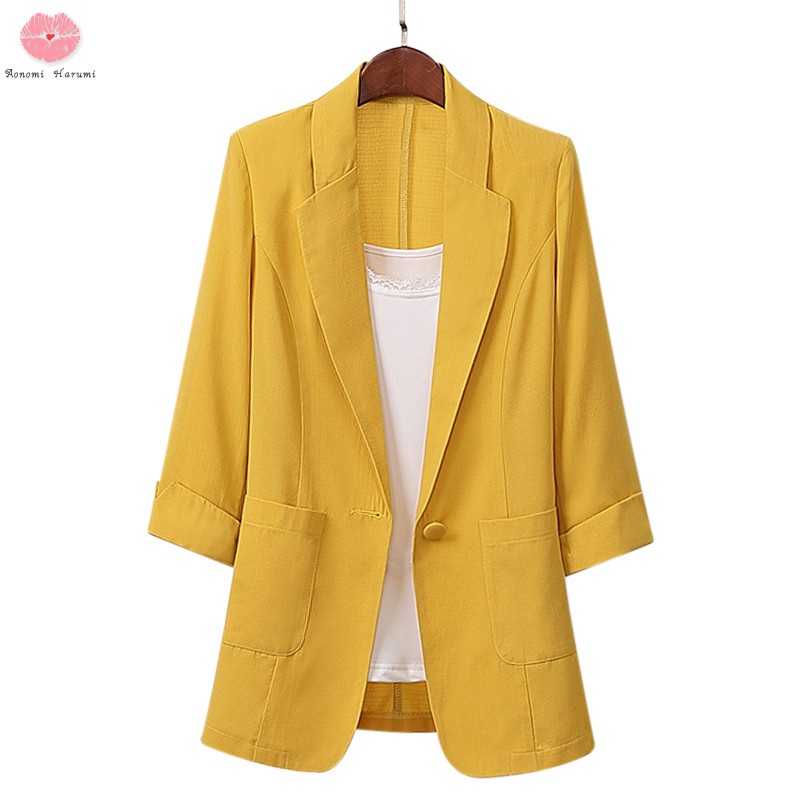 Cotton and Linen Long and Large Size Suit Jacket Loose Casual Fashion Suit Women'S Clothing