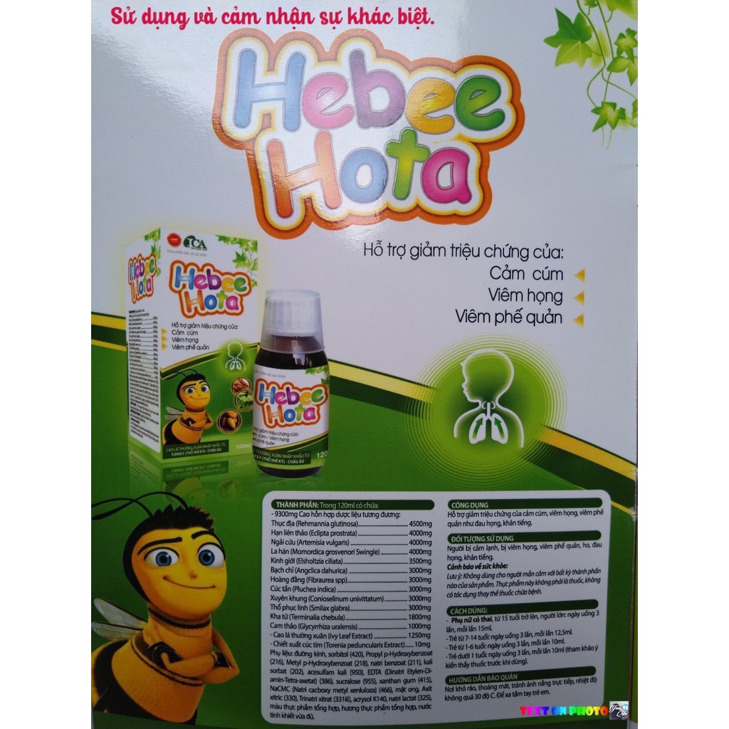 Siro hebee hota giúp hỗ trợ giảm các triệu chứng viêm họng, viêm phế quản và cảm cúm
