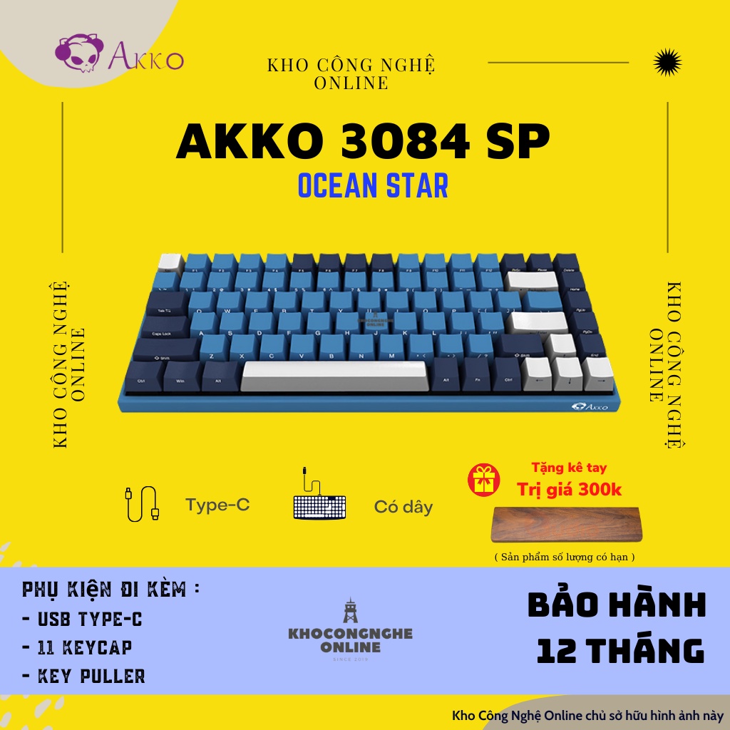 [Mã 33ELSALE hoàn 7% đơn 300K] Bàn phím cơ AKKO 3084 SP Ocean Star (Cherry switch)