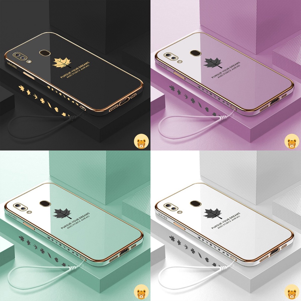 Ốp Điện Thoại Mềm Mạ Họa Tiết Sang Trọng Kèm Dây Đeo Cho Samsung A20 A30