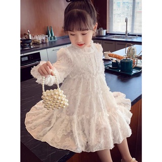 Váy ren lông dài tay bé gái