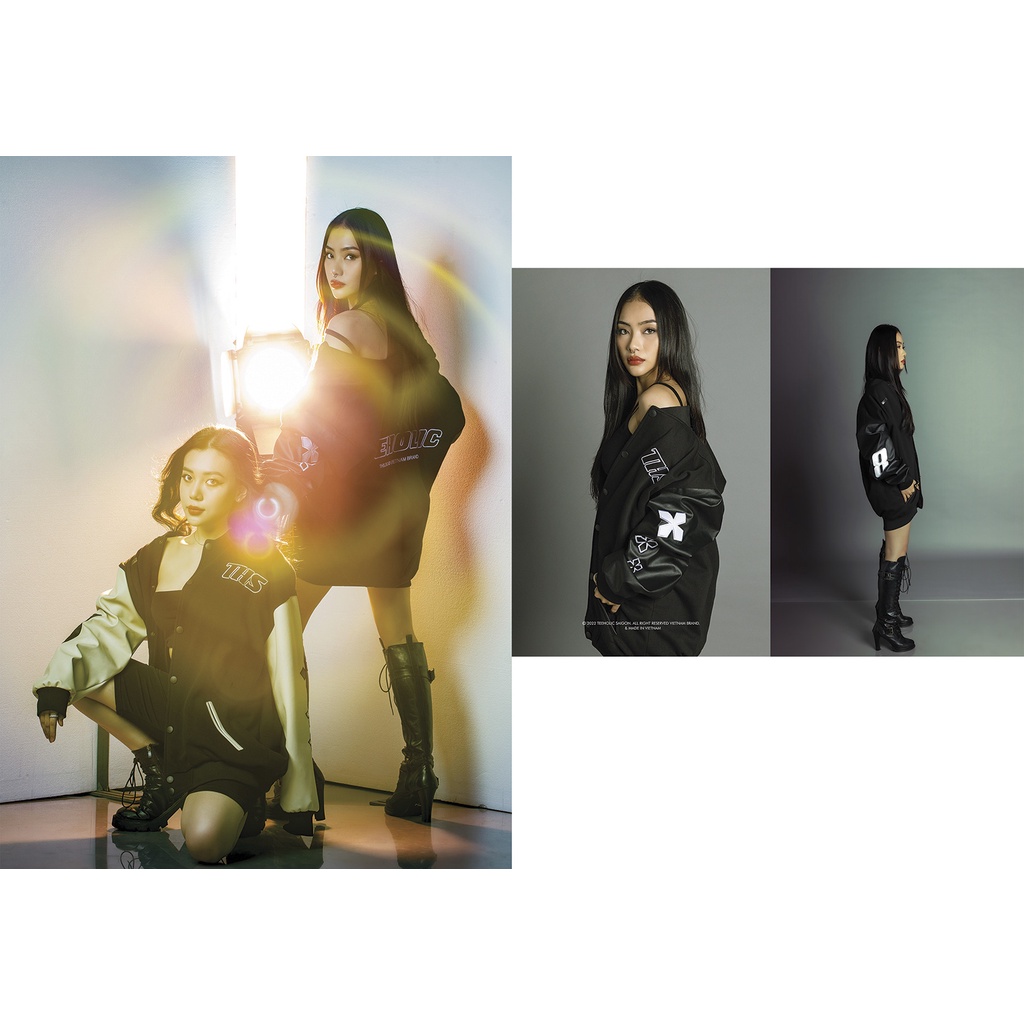 Áo khoác varsity unisex nam nu teeholic phối da màu đen varsity Jacket bomber Jacket