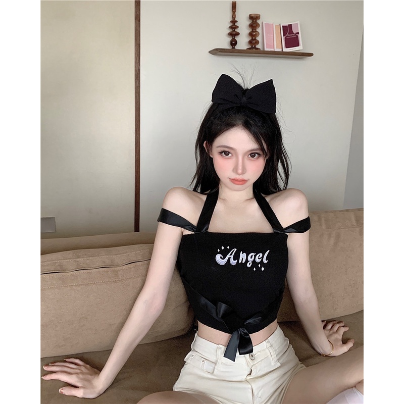 Áo Hai Dây Thêu Hình Thiên Thần Phong Cách Mới Mùa Hè 2022 FT6036