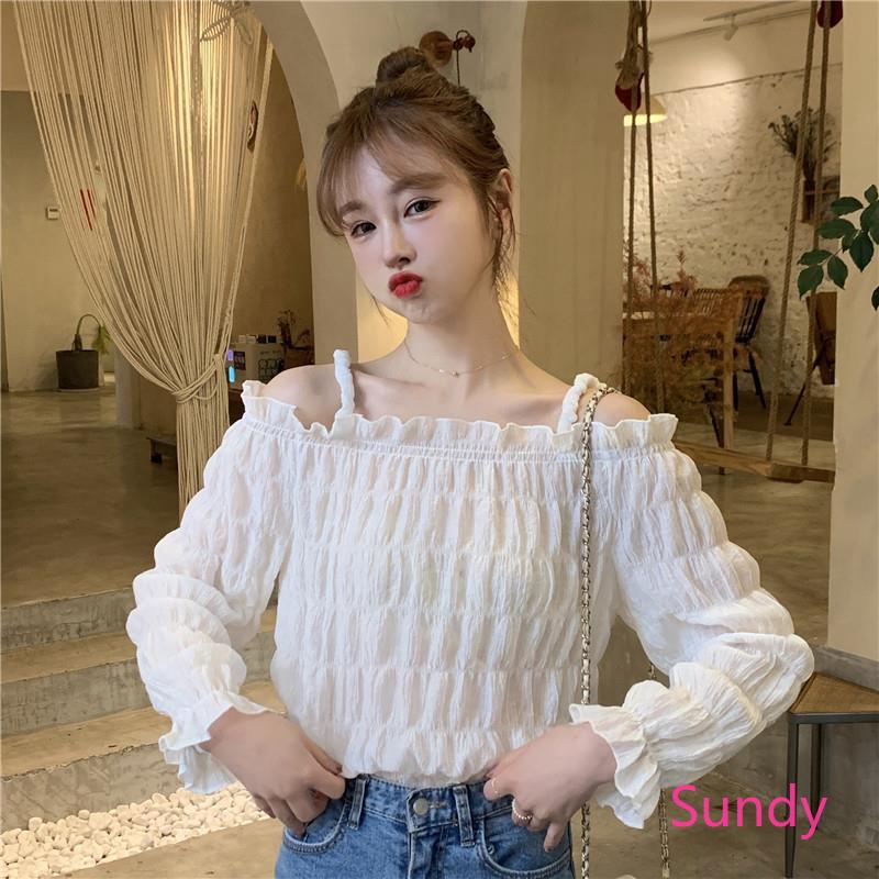 Áo kiểu tay dài trễ vai thời trang mùa hè dành cho nữ