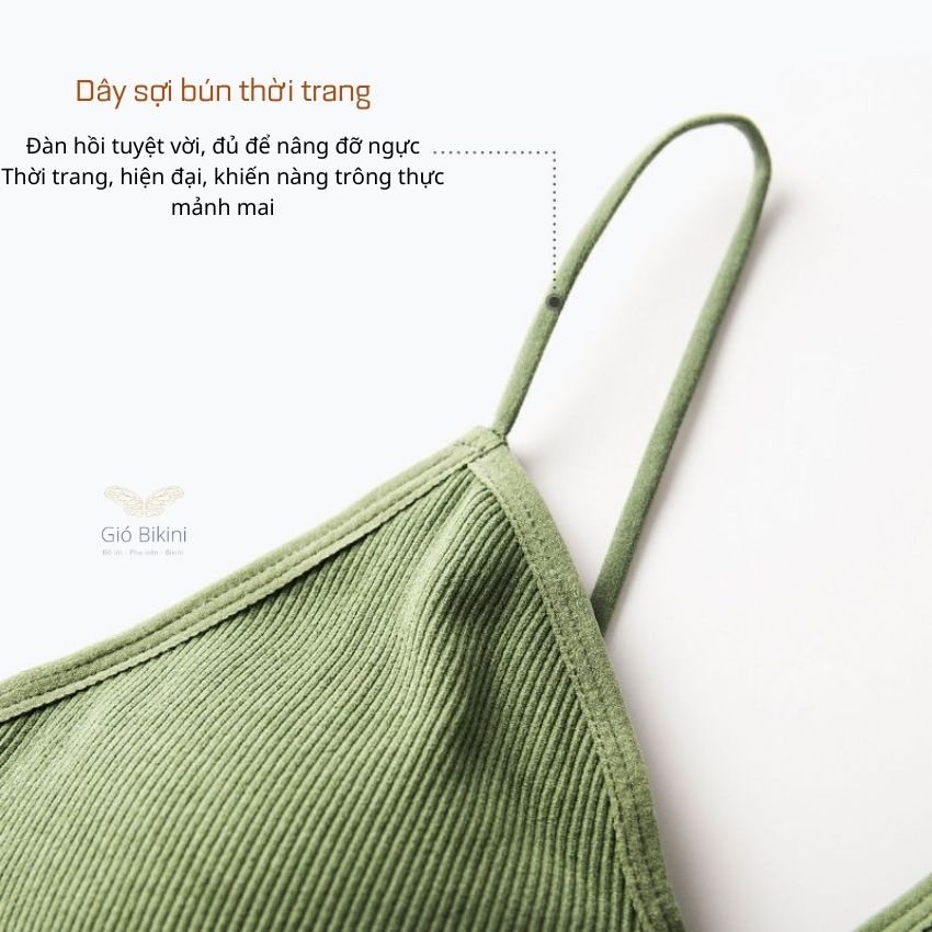 Áo Bra cotton gân màu trơn đơn giản. Áo croptop hai dây sợi bún thời trang, nhẹ nhàng, nữ tính