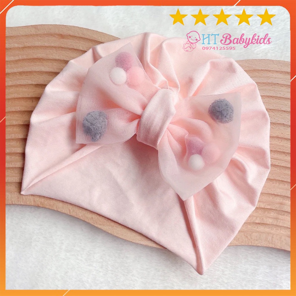 Mũ Turban Cho Bé kiểu Nơ Bông Đáng Yêu Cho Bé Gái
