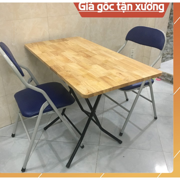 Bộ bàn gỗ thịt cao cấp 50/80 cao 72cm kèm 2 ghế đệm (Siêu bền)