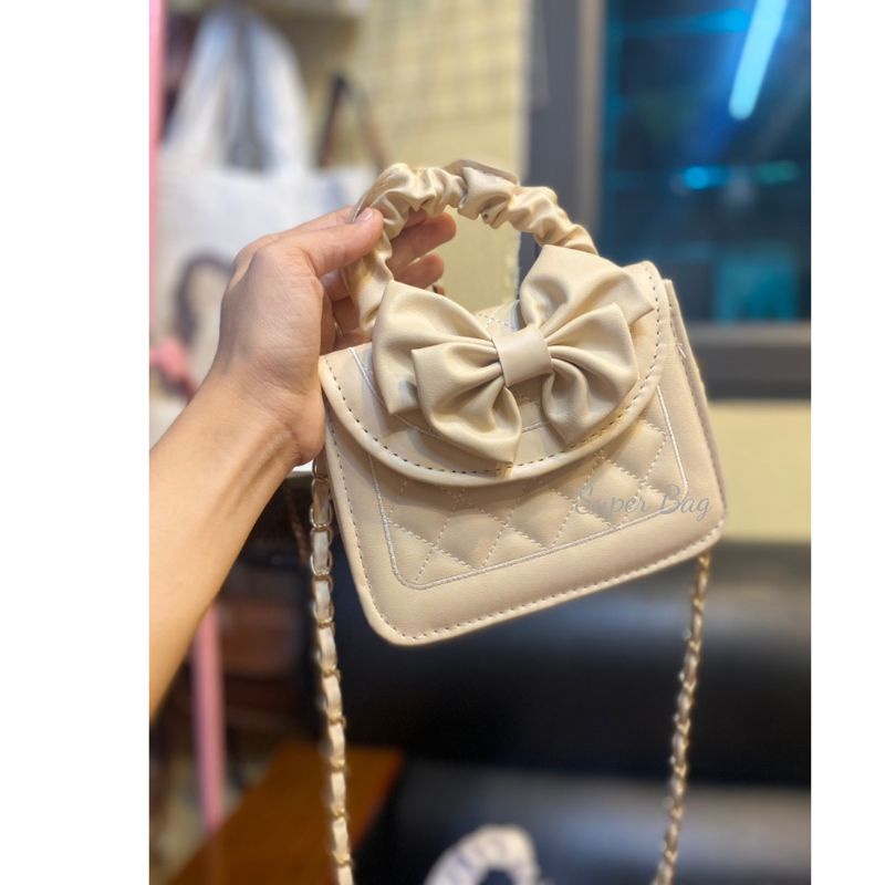 Túi xách nữ đẹp, túi đeo chéo phối nơ đi chơi xinh xắn superbag 381