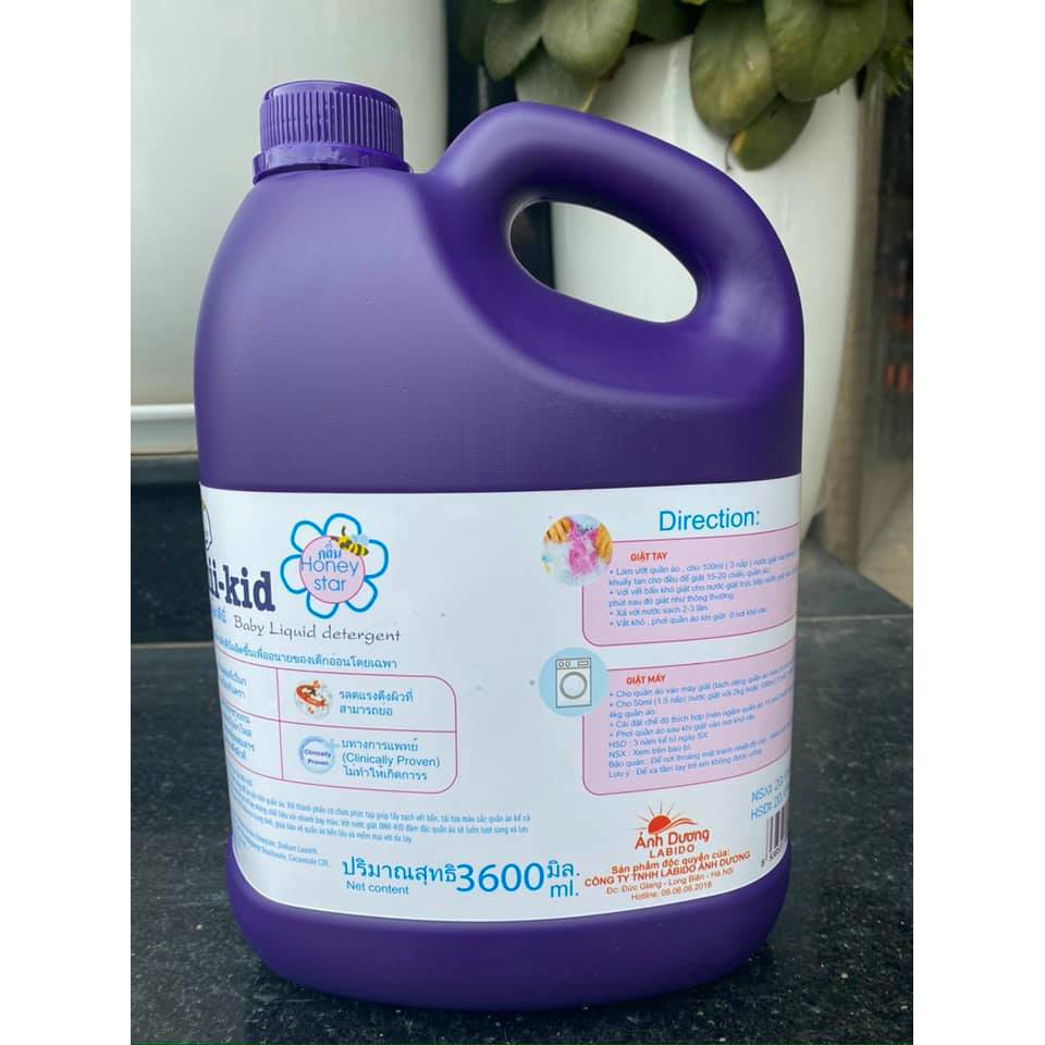 Nước Giặt Xả Dnii-Kid Can 3600ML An Toàn Cho Da Trẻ Nhỏ, Siêu Thơm, Siêu Tiết Kiệm