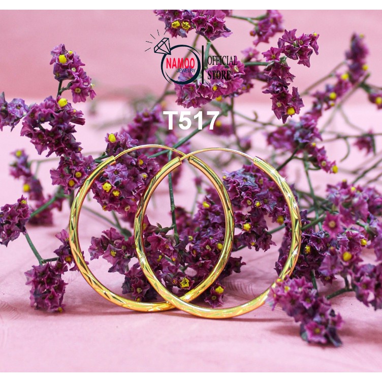 Bông Tai Nữ T517 Khong Tròn To mạ Vàng T517 Namoo Jewelry