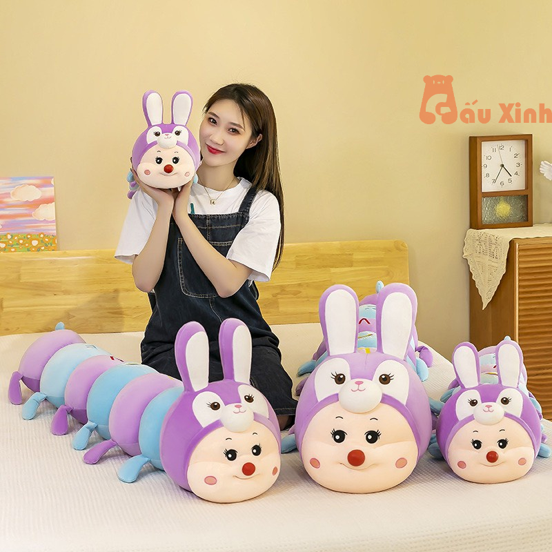 Gấu Bông Gối Ôm Sâu Thỏ Biến Hình Thú Nhồi Bông Cao Cấp Quà Tặng Đáng Yêu Cho Bé Và Bạn Gái - Gấu Xinh - G79