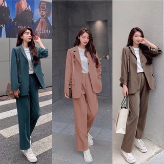 Set đồ áo blazer và quần ống rộng phiên bản nhiều màu - Set vest blazer đủ size