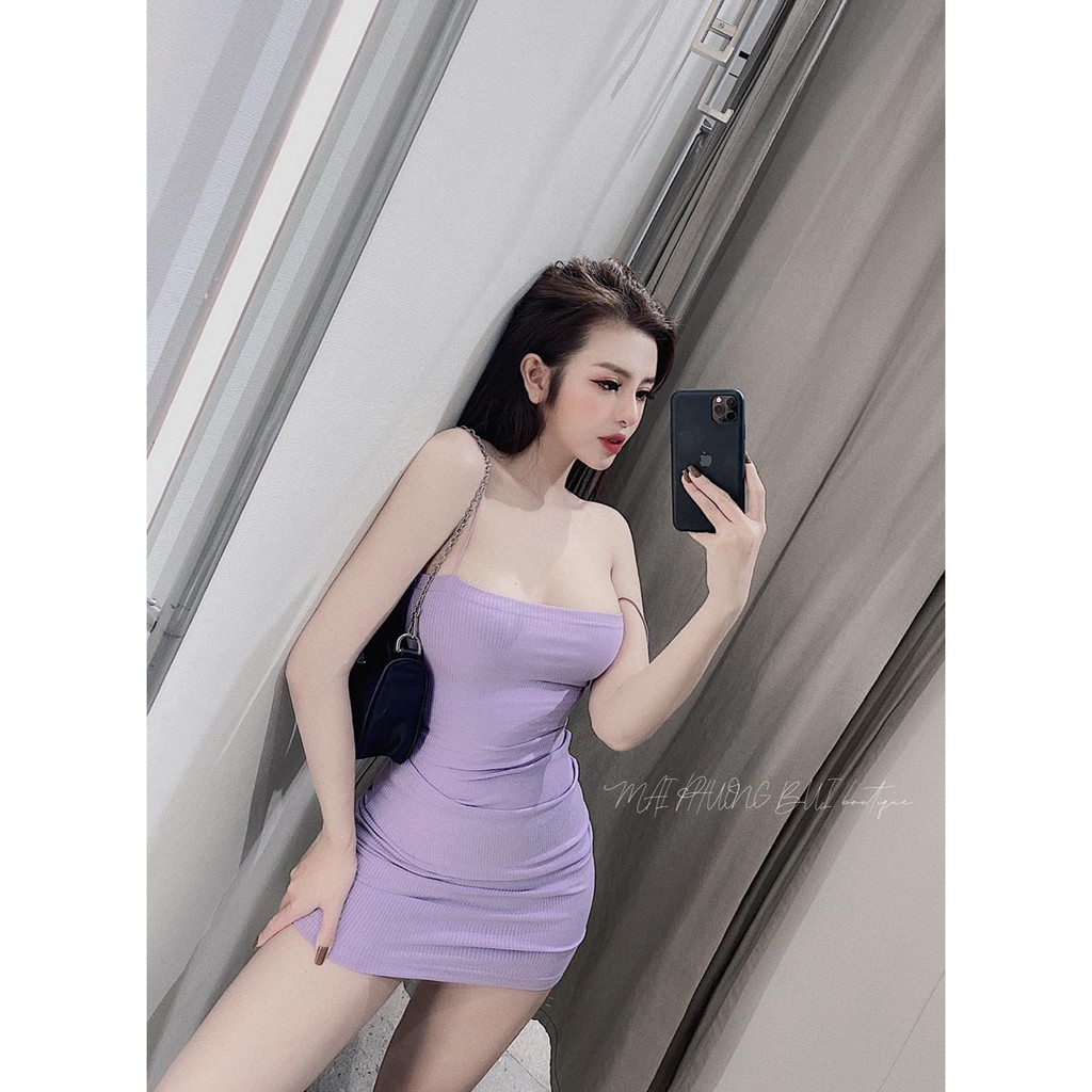 Đầm 2 dây bún ôm body chất borip siêu mịn | BigBuy360 - bigbuy360.vn