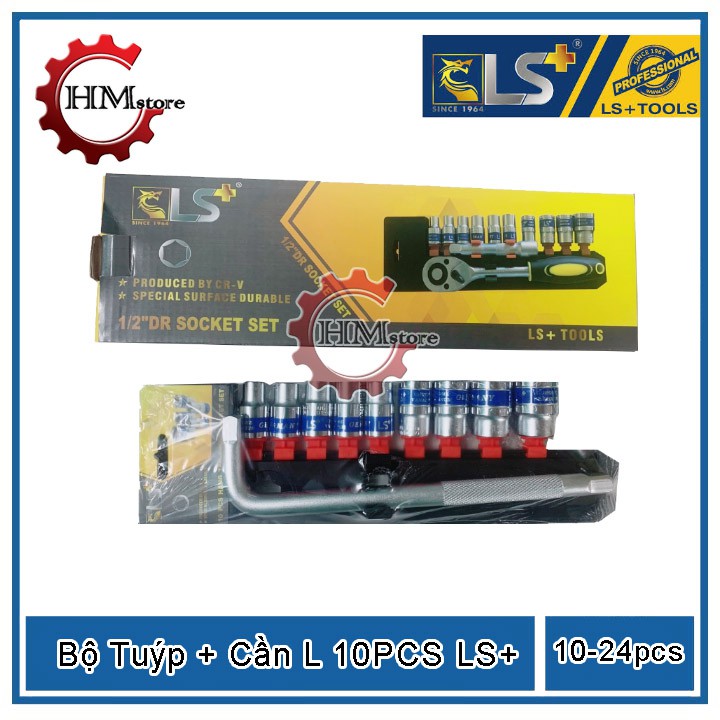 [Chính hãng] Bộ tuýp cần L 10pcs LS+ USA 10-24mm. Bộ tuýp 10 món giá rẻ cần L