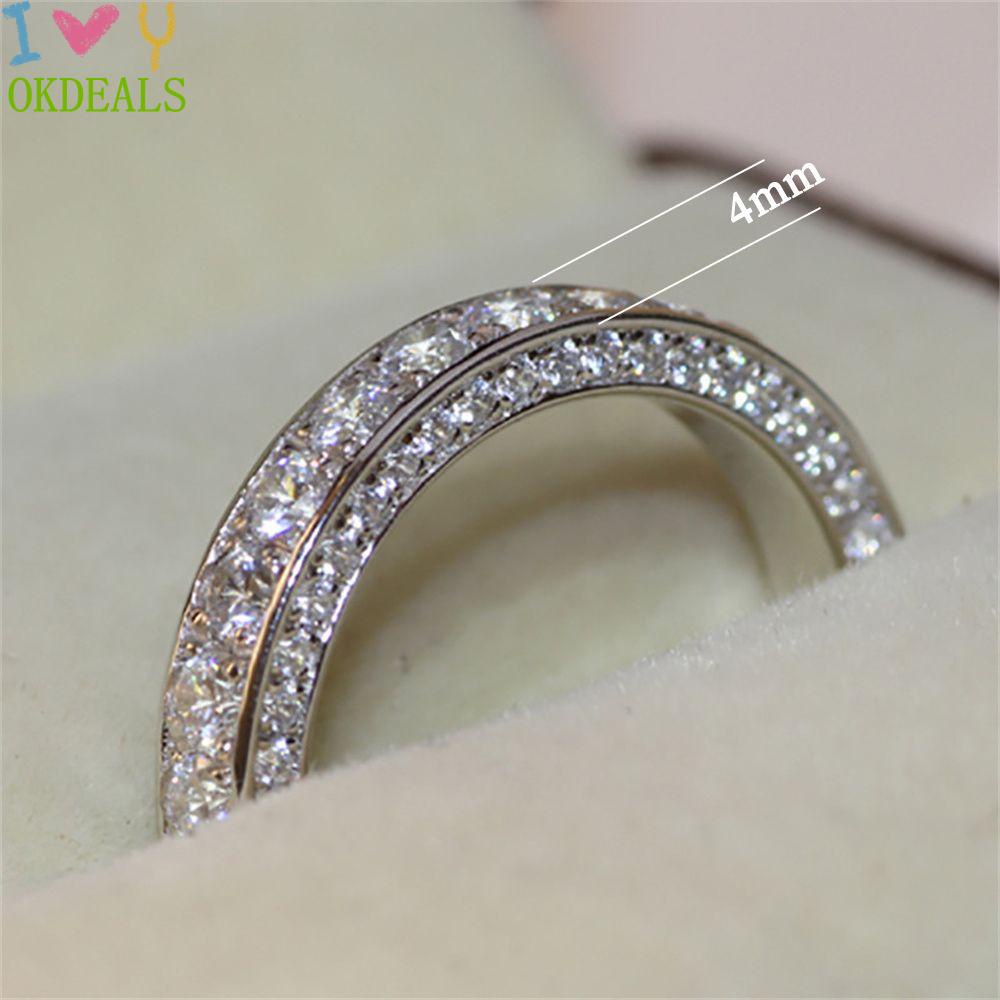 Nhẫn đính đá zircon kim cương giả và khắc họa tiết thủ công mới cho nữ