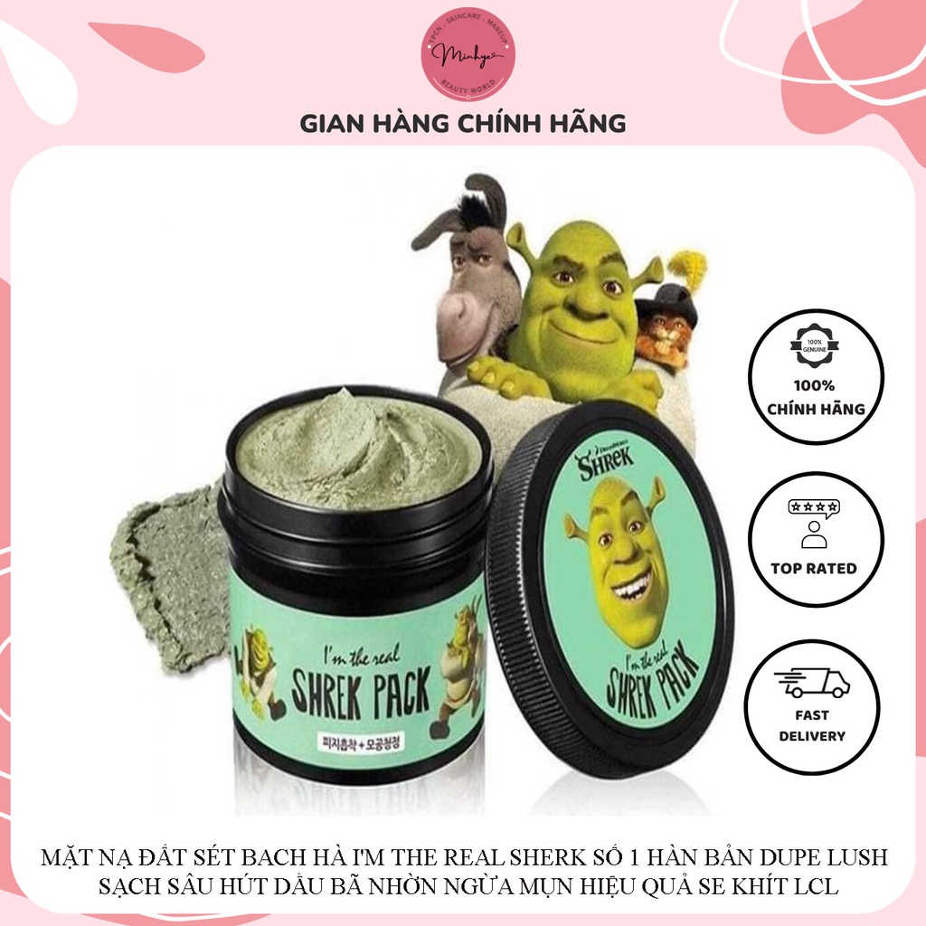 Mặt Nạ Đất Sét Bạc Hà I'm The Real Sherk Số 1 Hàn Bản Dupe Lush Sạch Sâu Hút Dầu Ngừa Mụn Se Lỗ Chân Lông