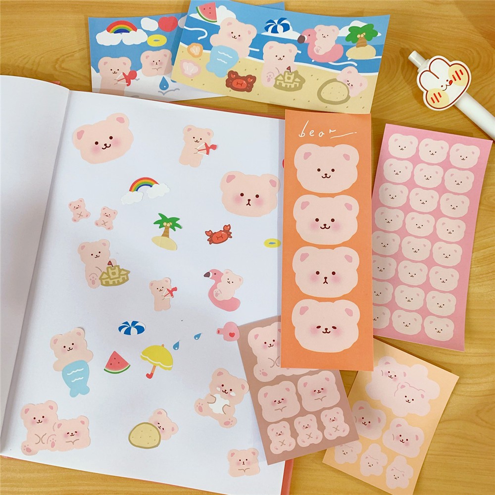 LYANWSticker dán trang trí điện thoại hình chú gấu đáng yêu DIY