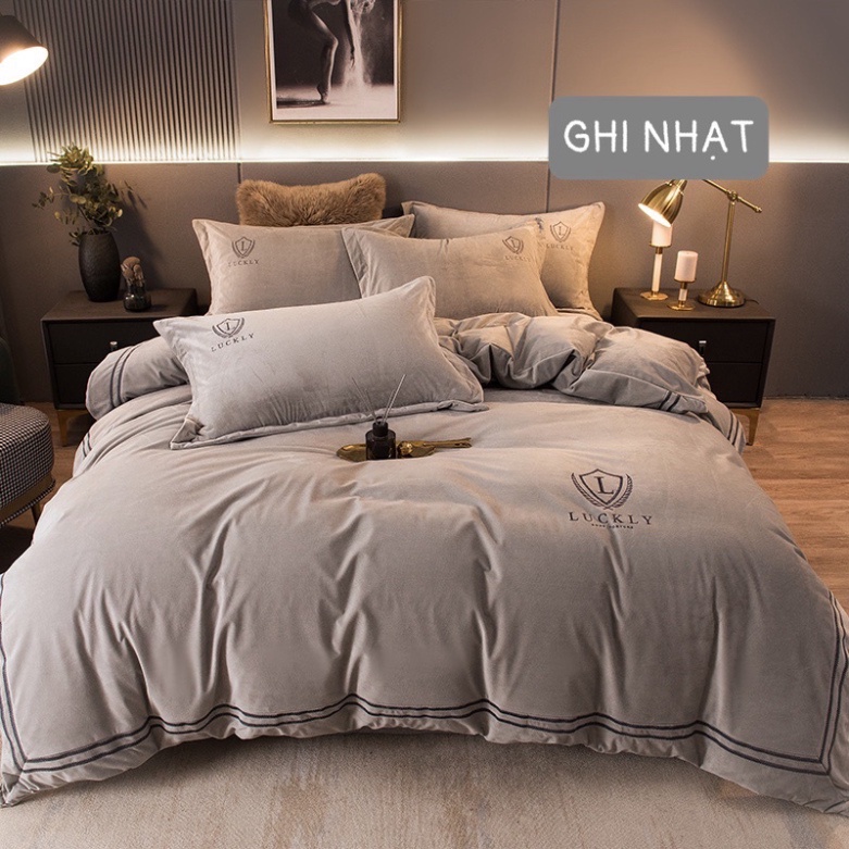 Bộ Chăn Ga Gối Nỉ Mịn LUCKY_LOẠI 1_Chất Nỉ Mịn Đanh Lỳ Không Xổ Lông, Chuẩn Đủ Kích Thước Giá rẻ