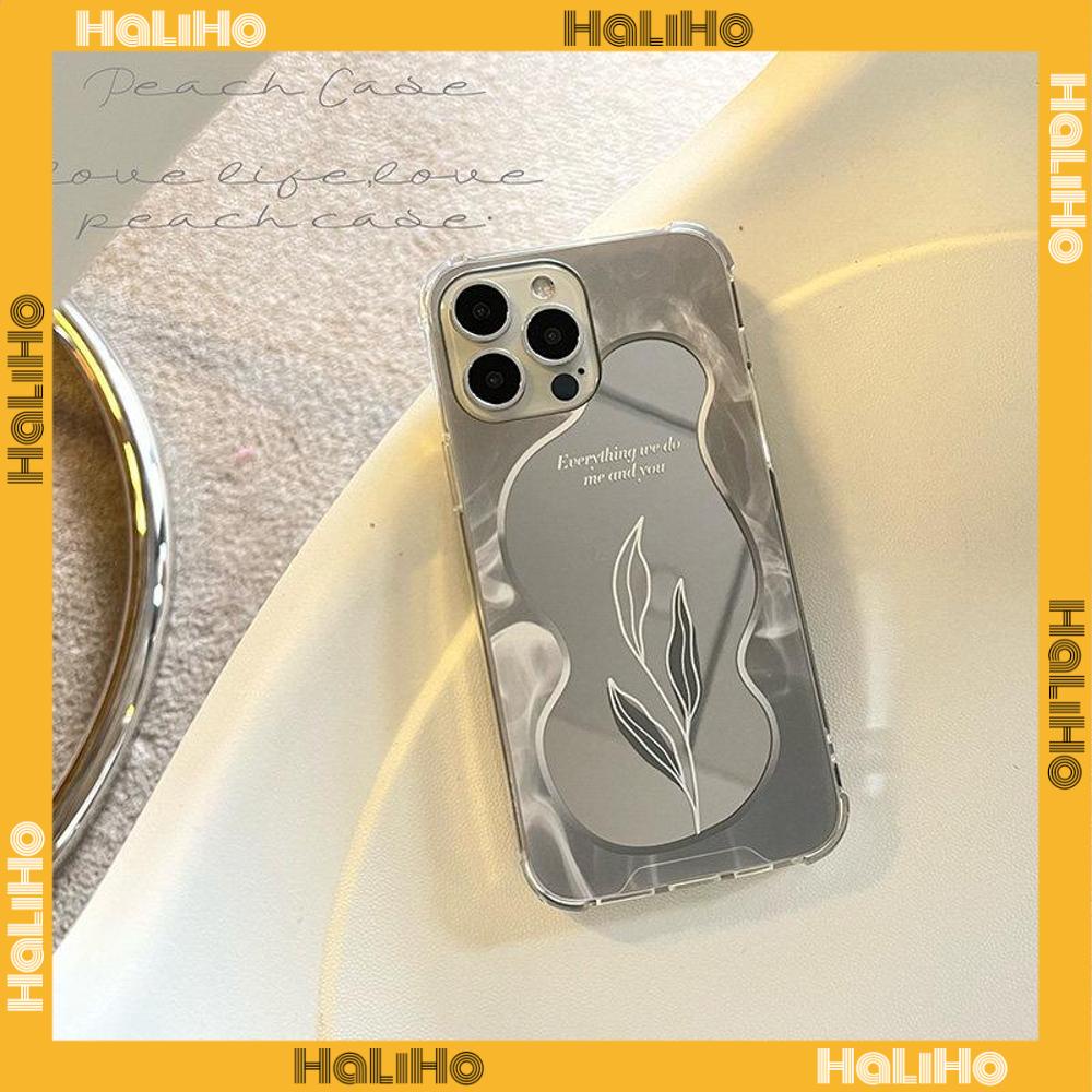 iPhone Case Acrylic HD Makeup Mirror Airbag Shockproof Protection Camera Flowers Leaves Compatible For iPhone 11 iPhone 13 Pro Max iPhone 12 Pro Max iPhone 7 Plus iPhone xr