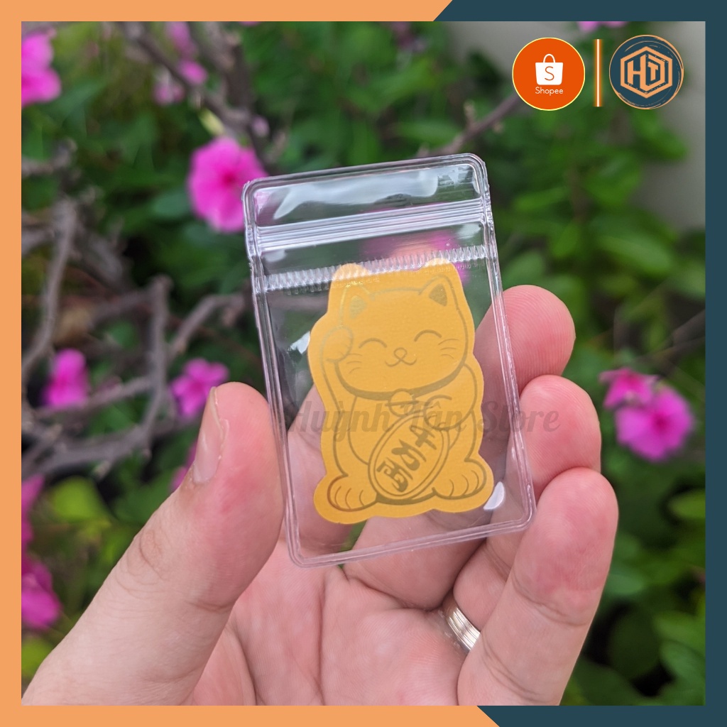 Miếng dán Mèo Thần Tài vẫy tay, mạ vàng, trang trí ốp lưng điện thoại ý nghĩa chiêu tài, hút lộc,may mắn,bình an giá rẻ