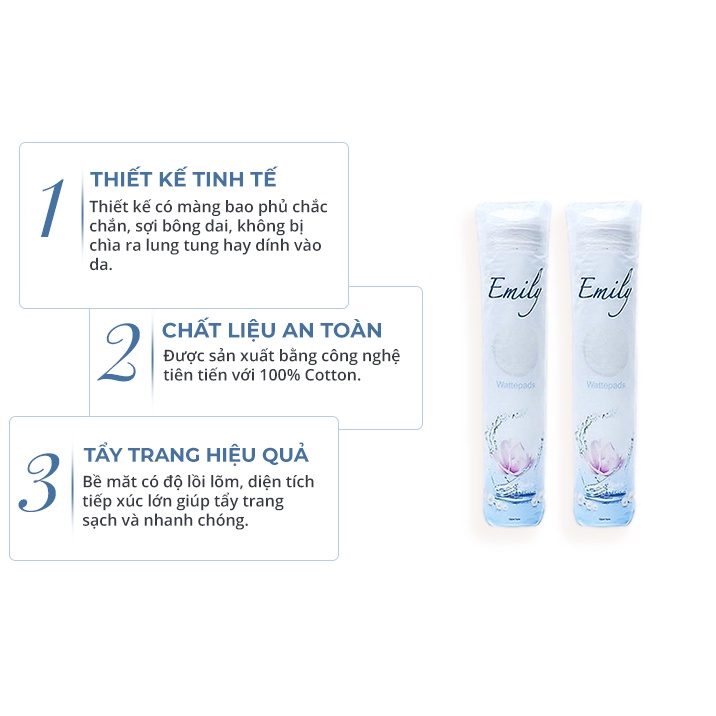 Bông tẩy trang cotton pad 120 miếng Emily BTT08 | BigBuy360 - bigbuy360.vn