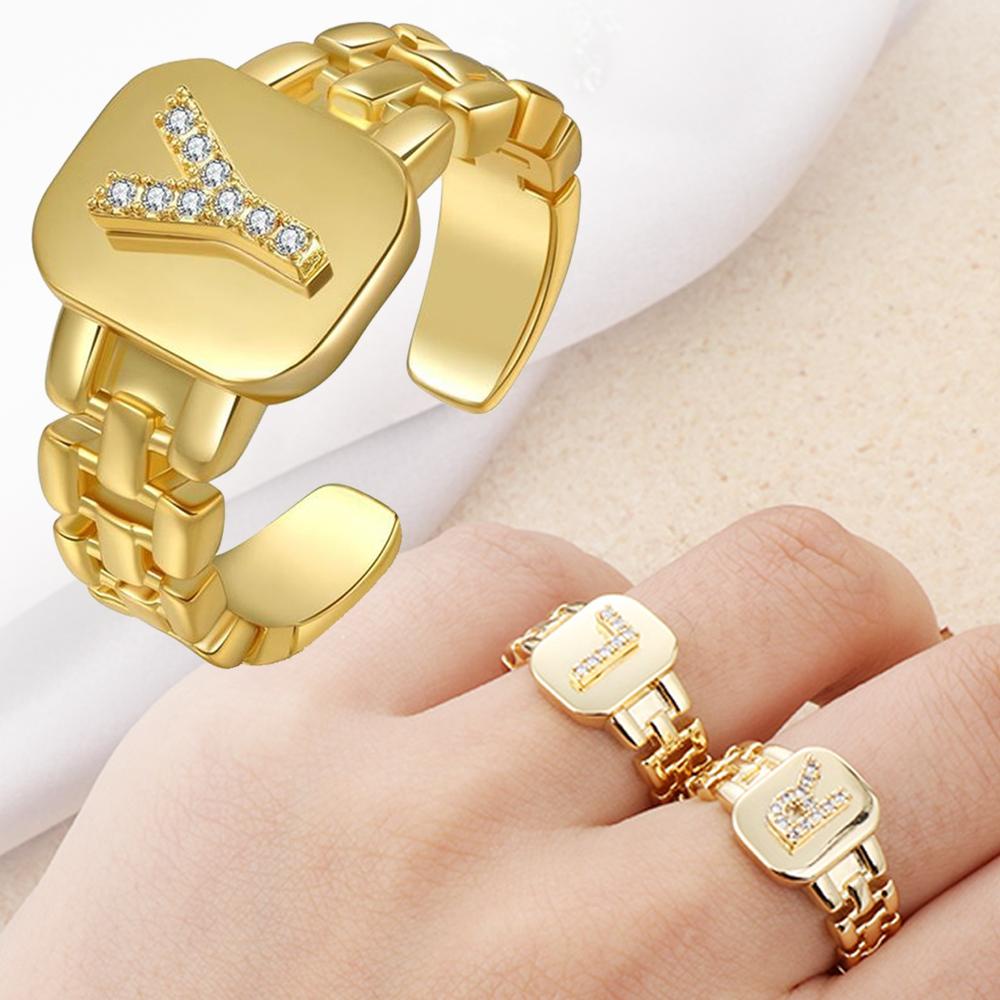 Nhẫn Hở Mạ Vàng 14K In Chữ Sang Trọng Thời Trang Cho Nữ|Bông Tai Mạ Vàng Thời Trang Cá Tính