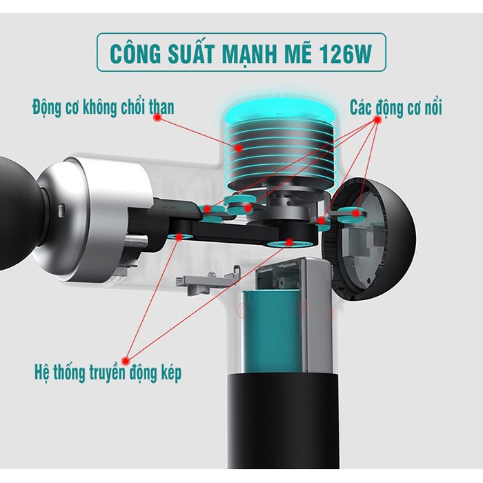 ☂☜♠Súng massage gun Ai Booster Lightsaber, Máy thư giãn cơ, trị liệu, 4 chế độ, 5 tốc Công suất 126W