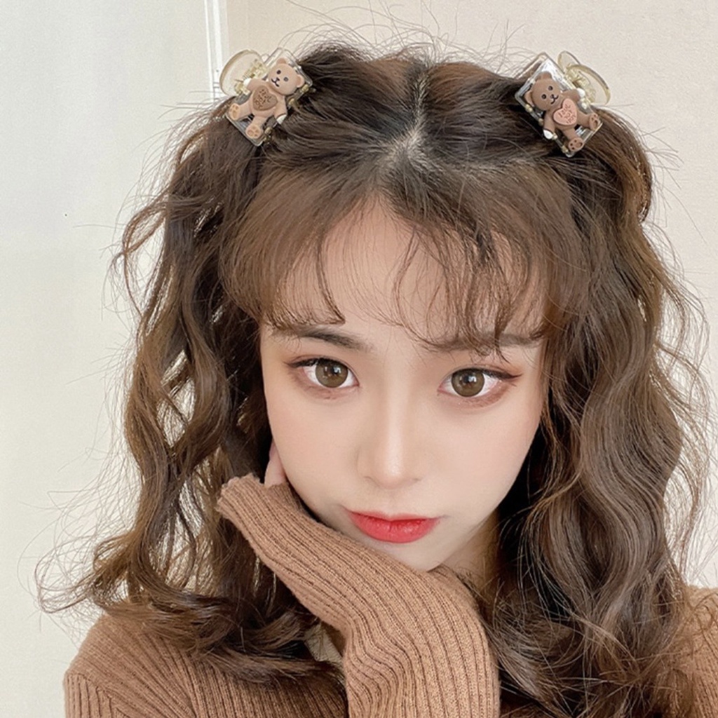 [Hàng thiết kế] Kẹp tóc đuôi ngựa nhỏ họa tiết chú gấu phong cách Hàn Quốc dễ thương