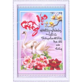 Tranh Thêu Chữ Thập 3D Vợ Chồng Nghĩa Nặng Tình Sâu EVA8186 (KHÁCH TỰ THÊU) KT:46X61CM