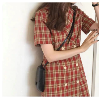 Váy nữ kẻ sọc cổ điển kiểu Pháp mỏng mới